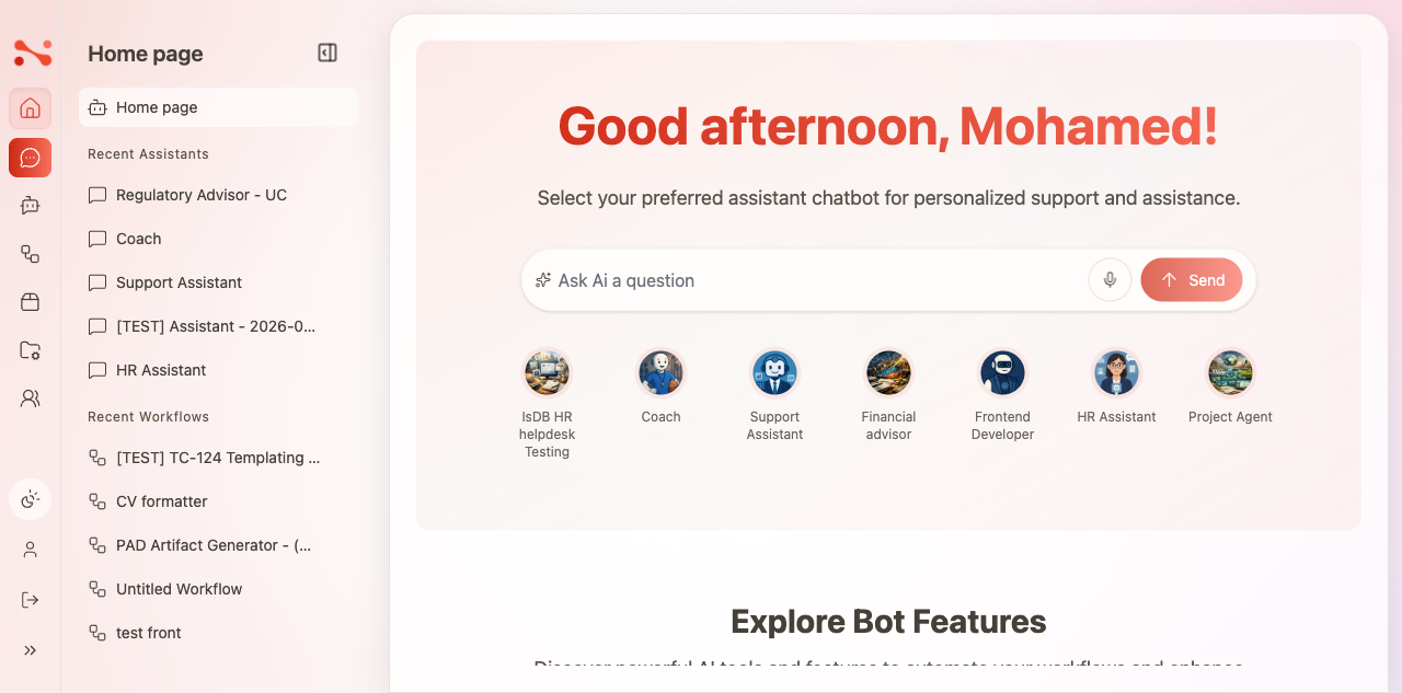 App in light mode — white sidebar and background